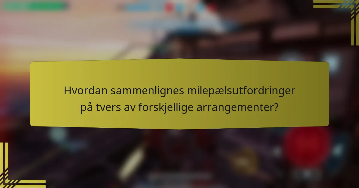 Hvordan sammenlignes milepælsutfordringer på tvers av forskjellige arrangementer?